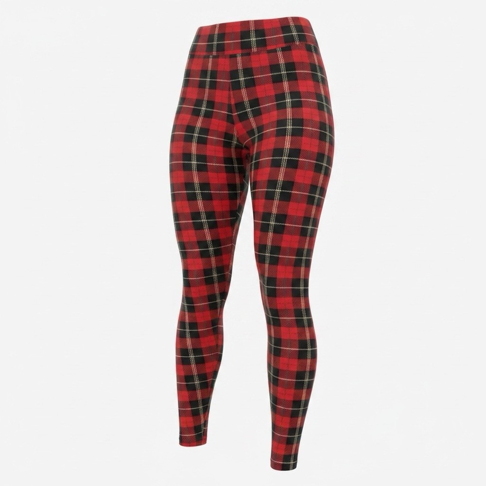 No Boundaries Leggings Red & Black Plaid Women’s/Junior Size XXL (19) 34x28 NWT